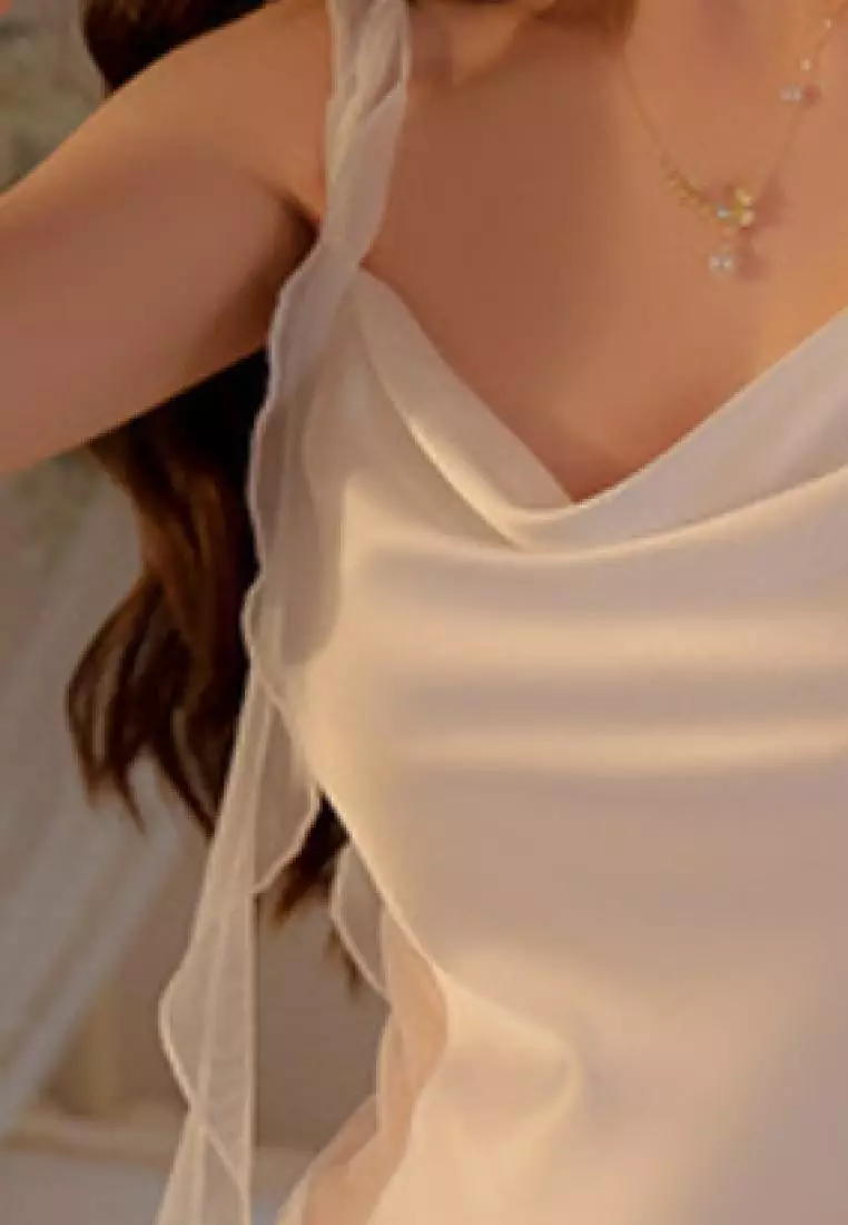 New lotus leaf shoulder strap pajamas nightgown  Lingerie  K062602W