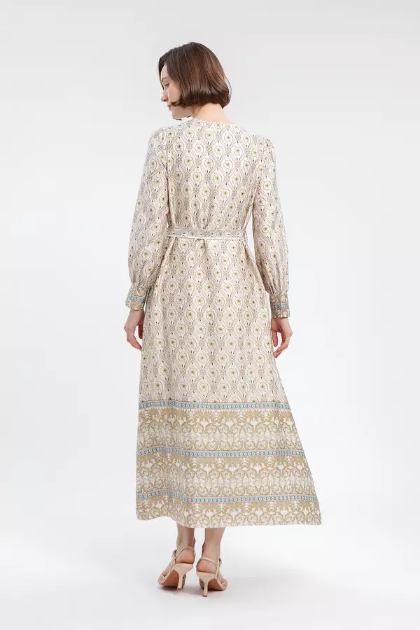 MINIMAL - Thalina - Gamis Motif Geometris - Beige Colour Beige
