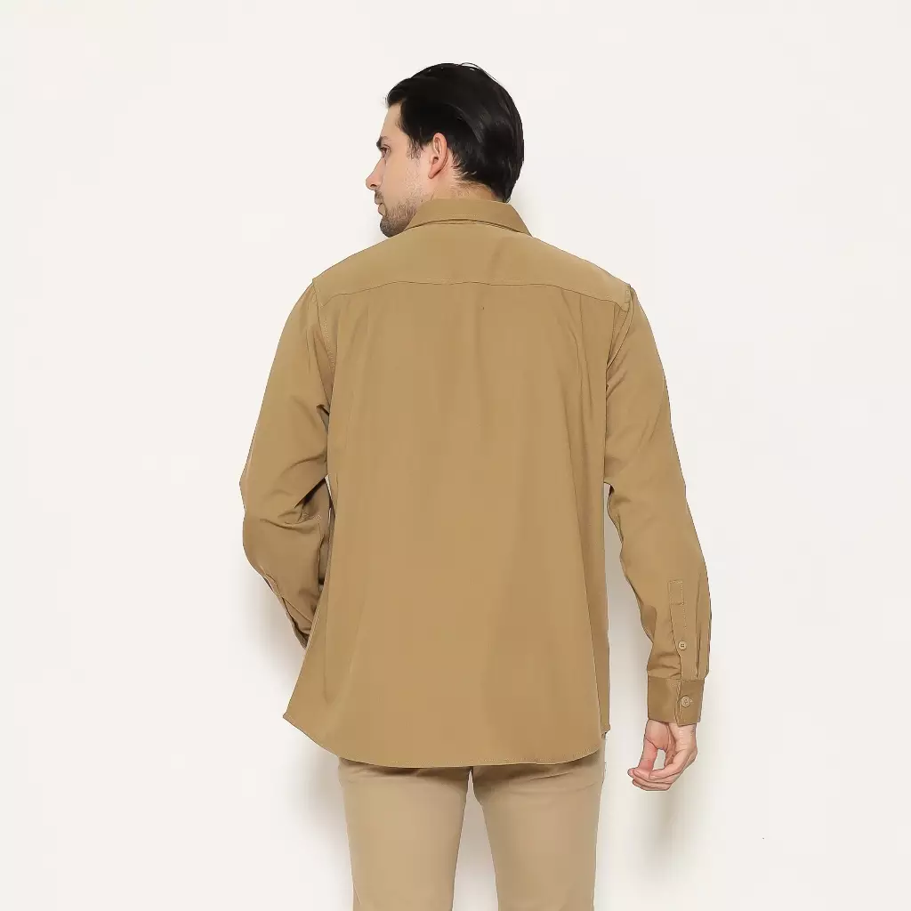 AMK Kemeja Polos Oversize Lengan Panjang SHS GIANT L/S Khaki