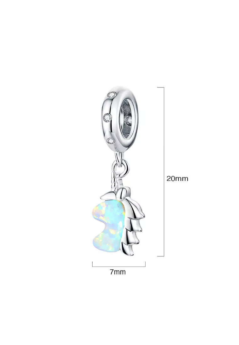 Solid 925 Sterling Silver Glowing Cute Baby Horse Animal Pandora Inspired Charm