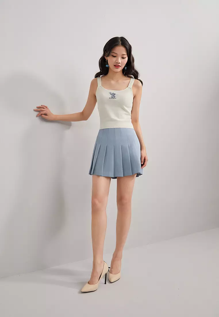 High Waist A-Line Pleated Mini Skirt