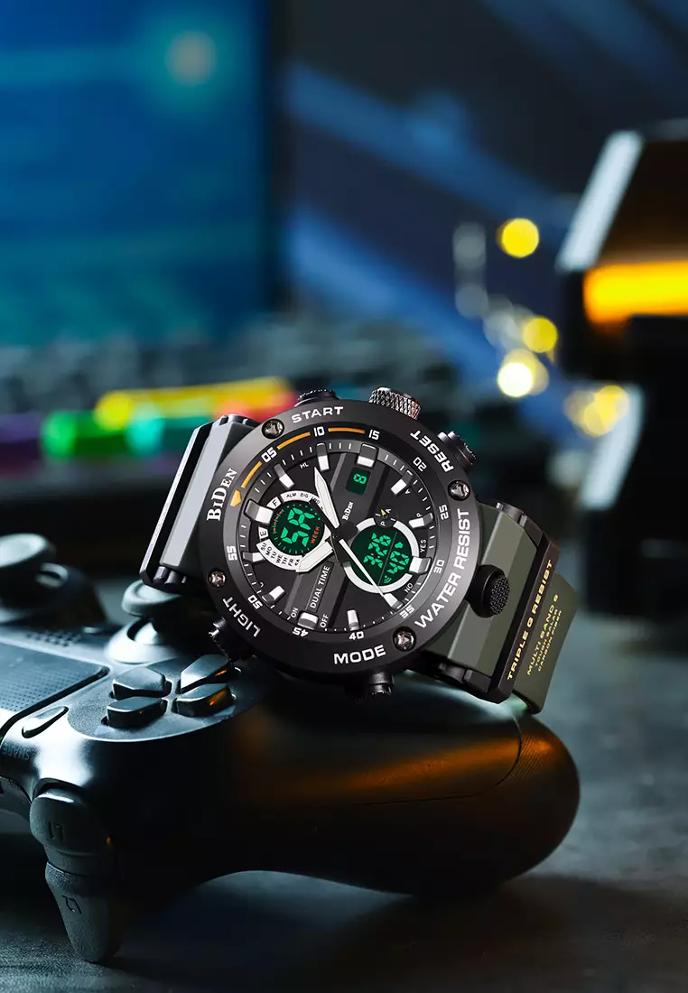 Jam Tangan Pria Original Analog&Digital Multifungsi Militer Jam Tangan Cowok Hijau