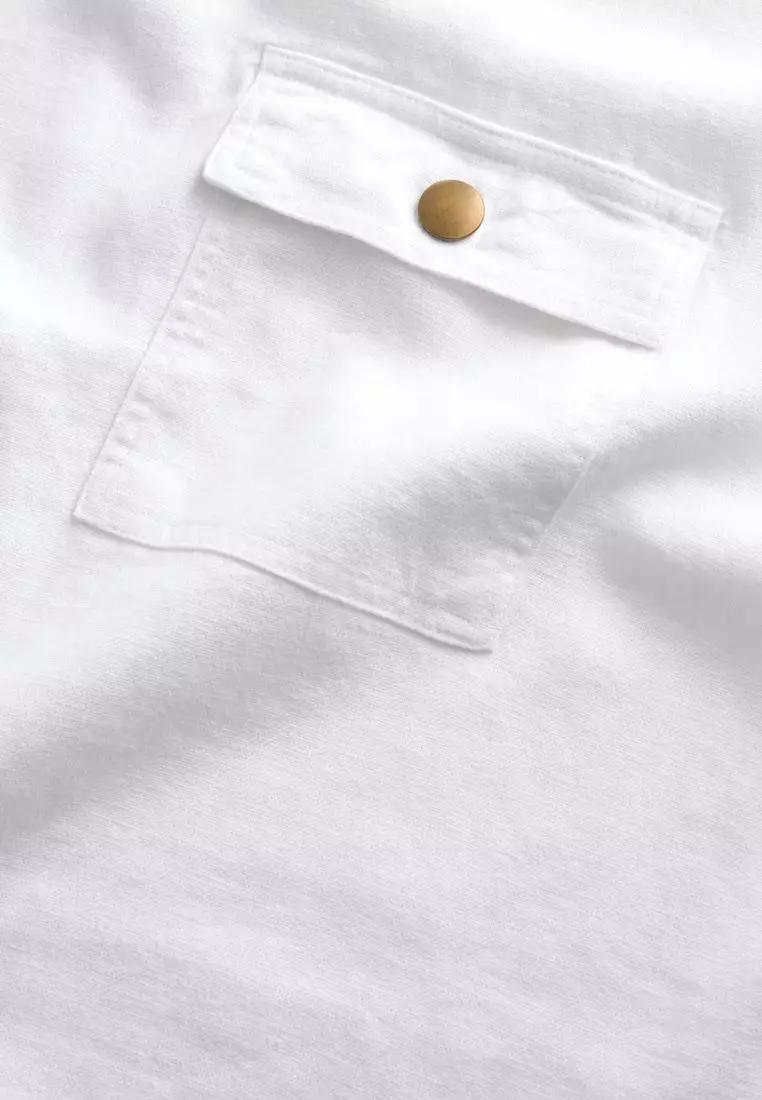 Linen Blend Summer Front Pocket Top