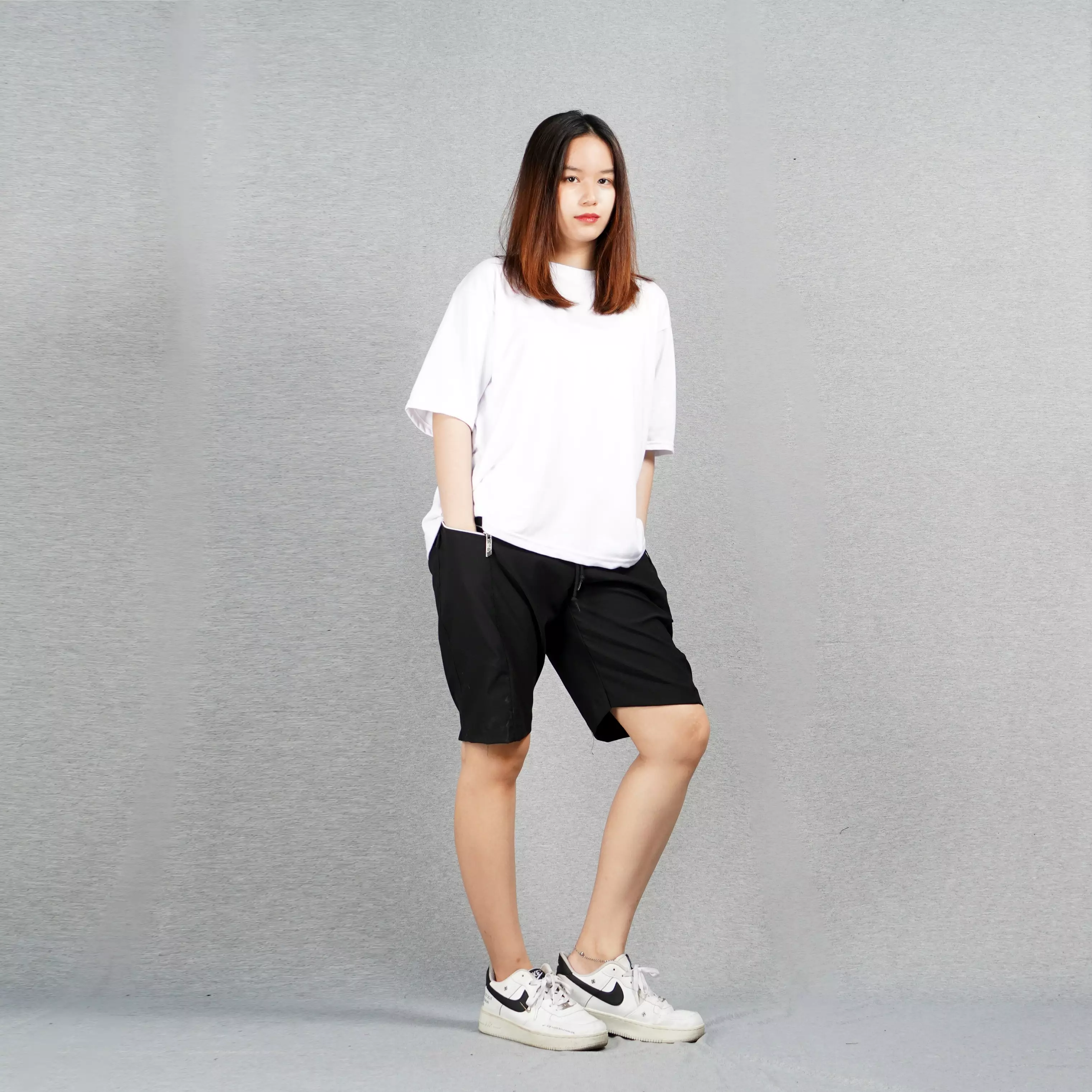 XYAN Celana Pendek Wanita Celana Chino Pendek Celana Pendek Chino Pants Short Pants - HITAM