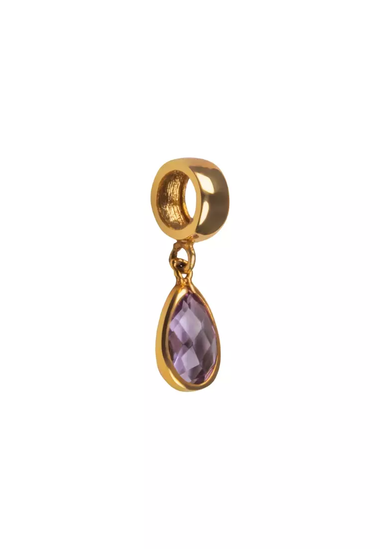 Mini Amethyst Pear Charm 18k Gold