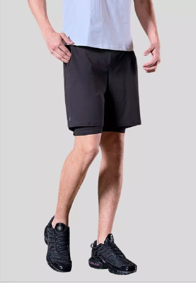 Buy Skullpig Men 2 in 1 Mid Length Shorts Quick drying Running