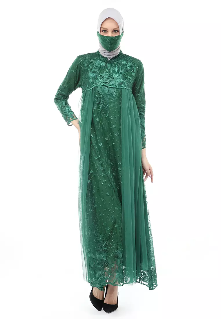 Marlina Gamis Kebaya Muslimah Panjang Motif Polos Long Sleeve Regular Fit