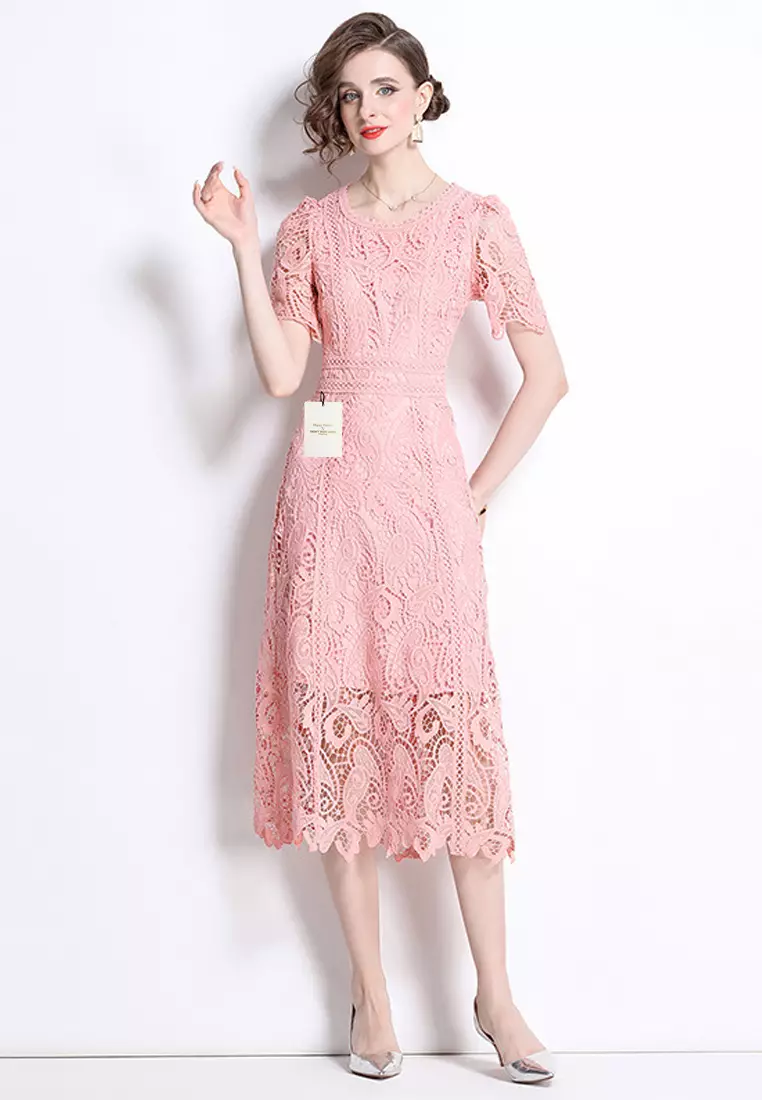Elegant French Lace Tea Dress ZHY8579