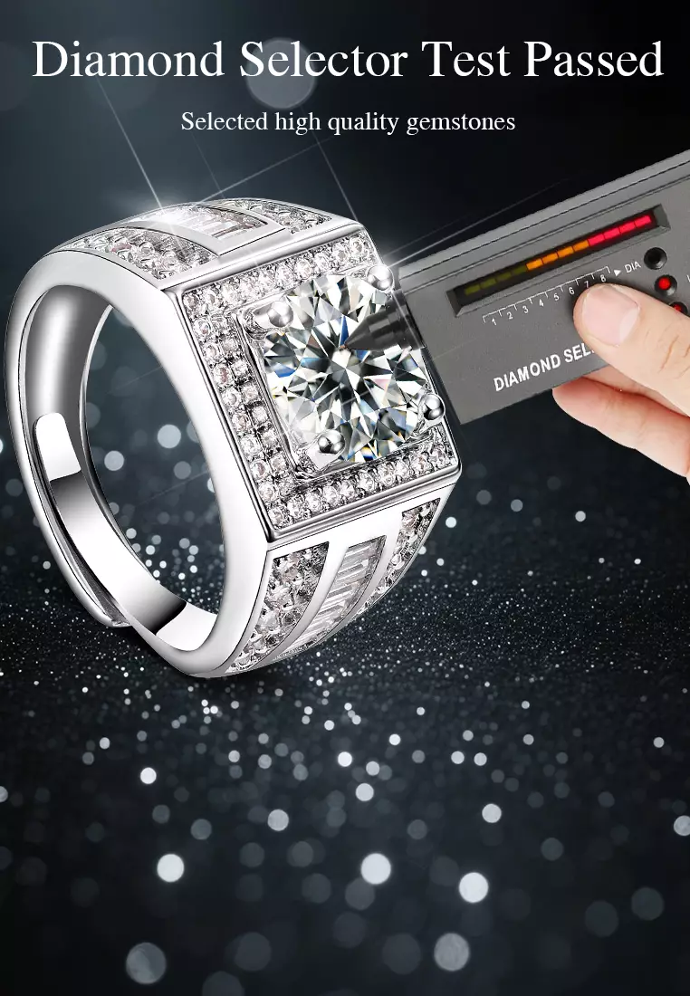 Cincin Pria Berlian Sertifikat GRA Adjustable Fashion Tunangan Cincin Cowok Rings