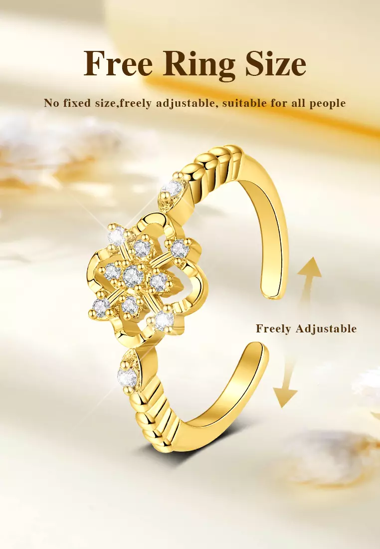Cincin Wanita Original Flower Bloom  Style Korea Perhiasan Mewah Elegan Cincin Tunangan Cewek Rings