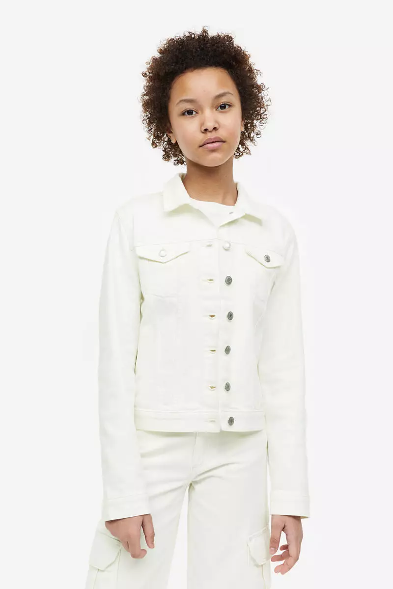 H&m white denim jacket top