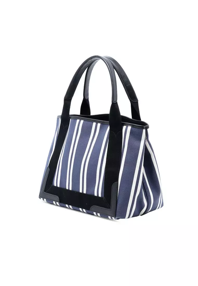 Pre-Loved Balenciaga Canvas Striped Navy Cabas S