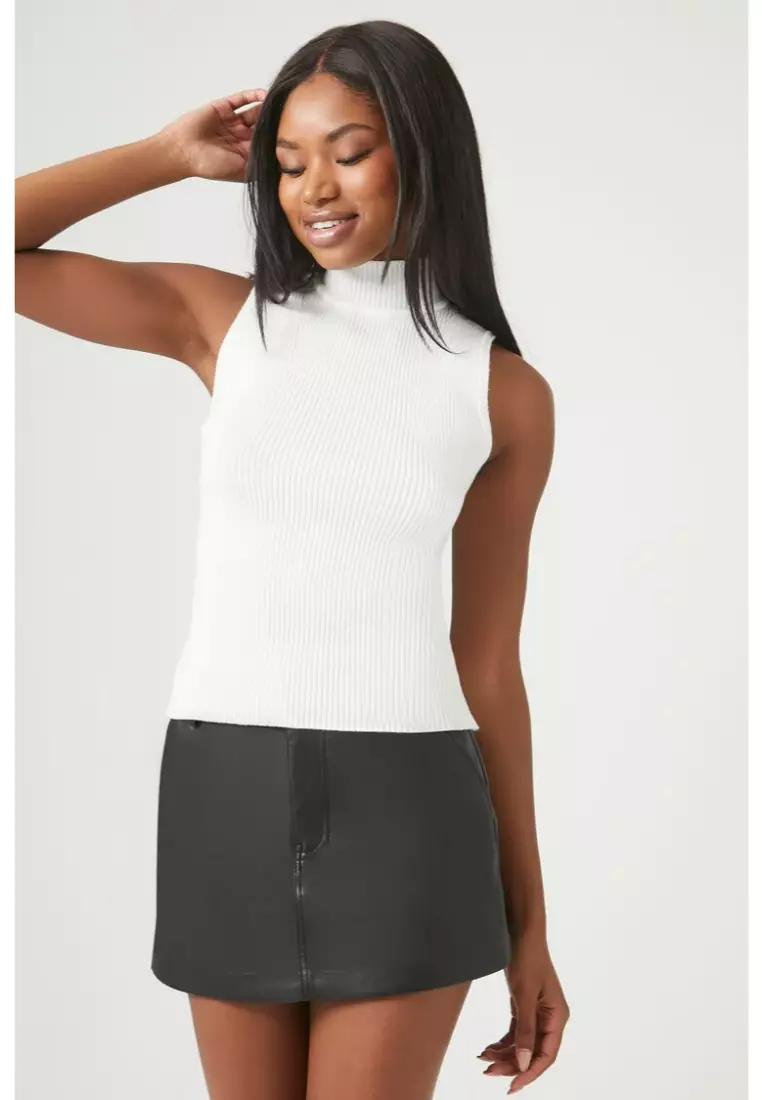 Sweater Knit Mock Neck Top