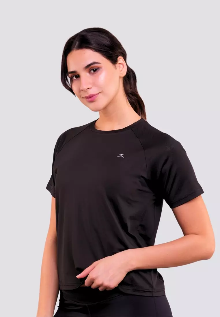 Loose Fit Short-Sleeved Shirt with Reflective Logo Print Activewear for Women