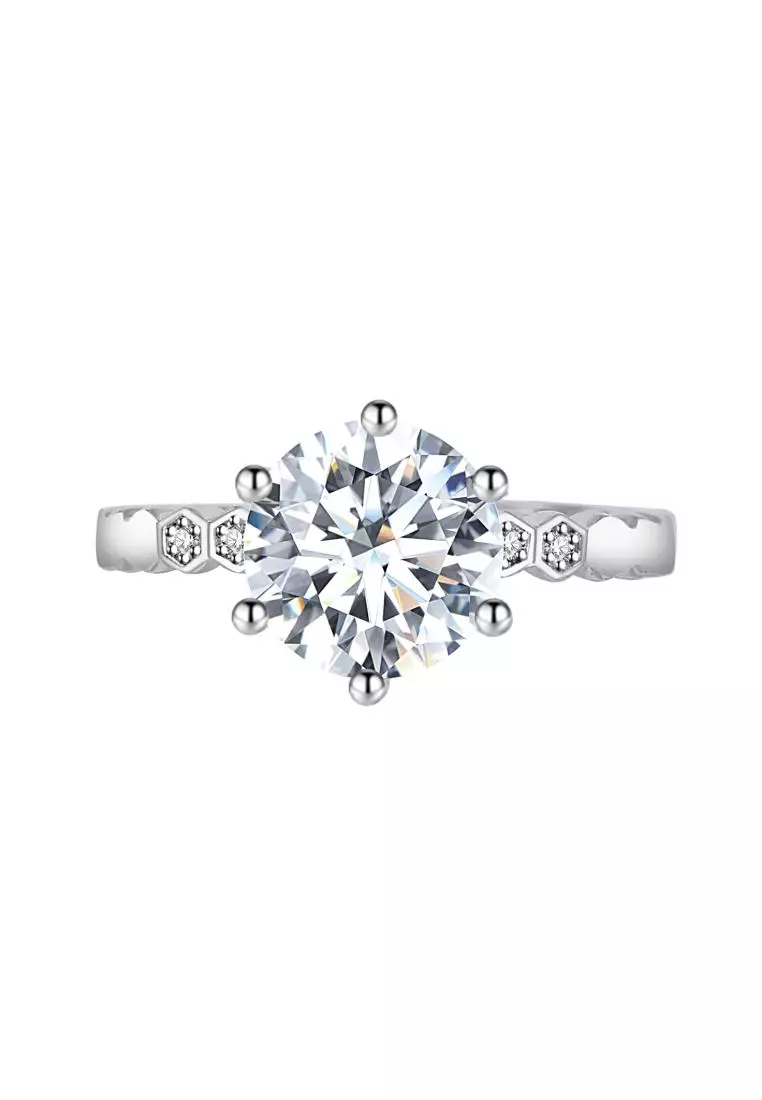 Berlian Moissanite La Margot Ring [GRA CERTIFICATE MOISSANITE DIAMOND] - Cincin 2.0ct Moissanite Diamond 925 Silver Celesta by Her Jewellery