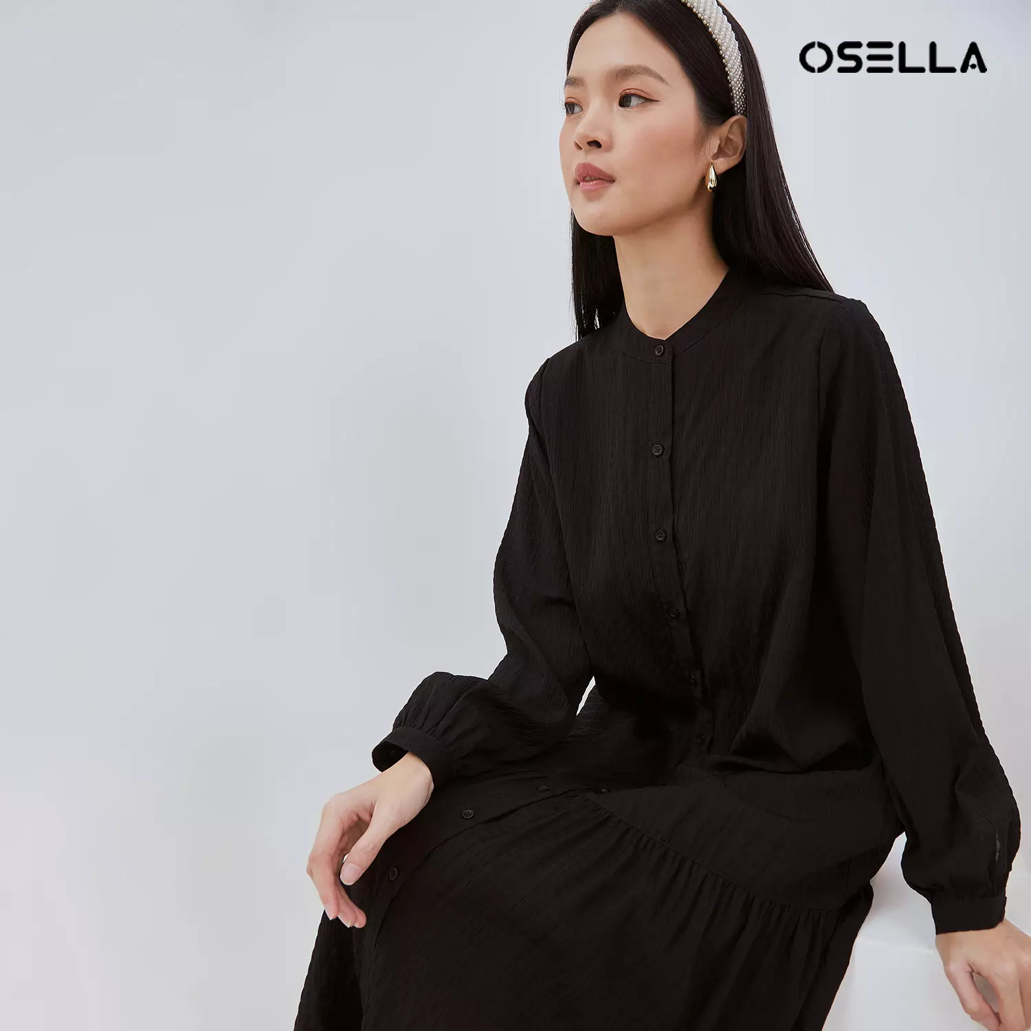 [NEW] Osella Gracia Midi Dress Black 2157500943 |  Midi Dress Lebaran Wanita