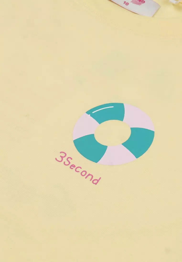 3Second Kids Girl's T-Shirt Short Sleeve Regular Fit Cotton Sunny 040125