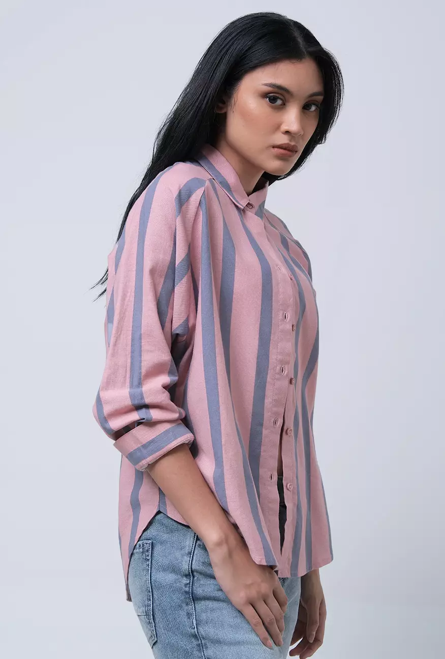 Kemeja Wanita Chiaran Pink Grey