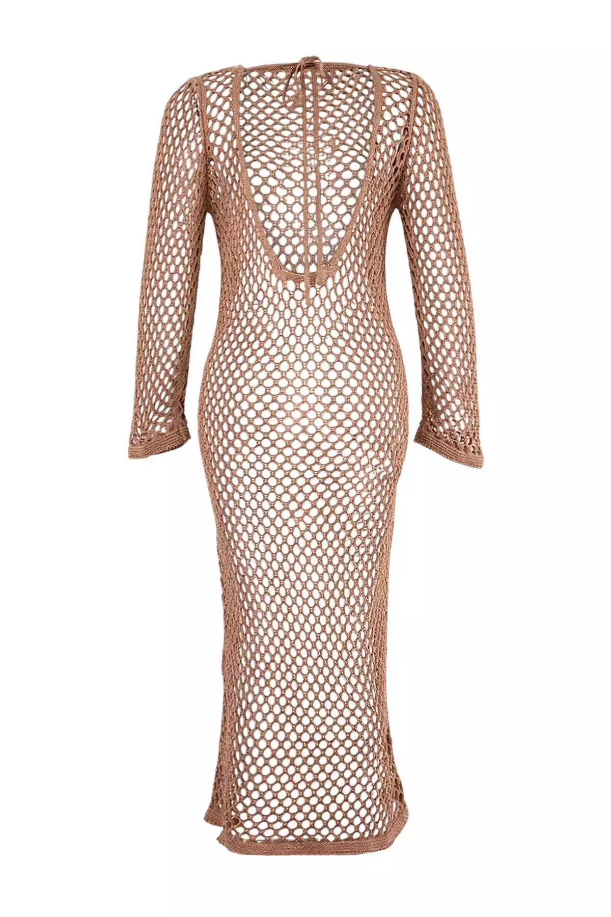 Mink Knitwear Backless Maxi Beach Dress Tbess25El124