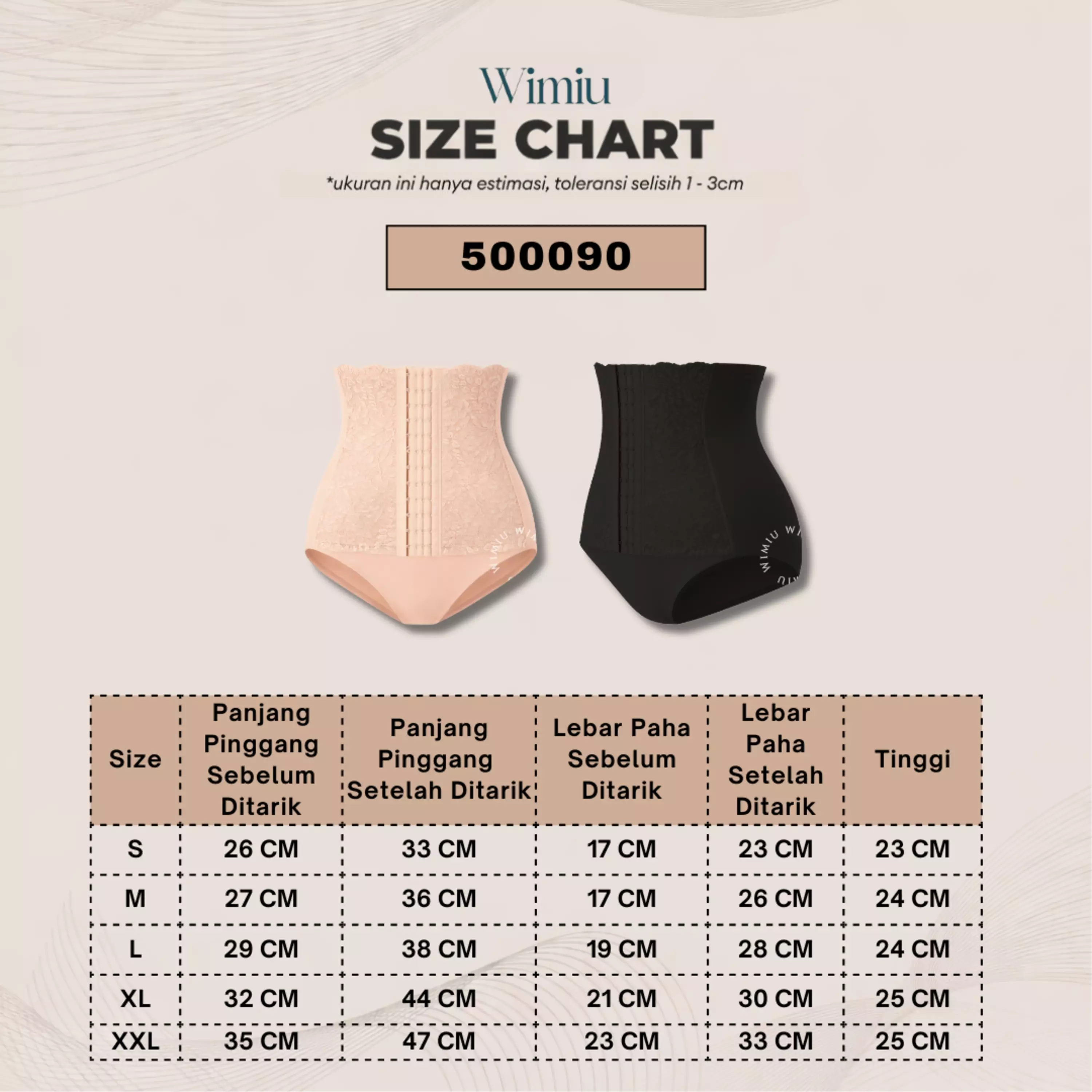 WIMIU Celana Dalam Korset High Waist Seamless Premium Korset Pelangsing Corset Double Layer Tummy Control Body Shaper Stagen Kancing Cullotes Slimming Panties Shapewear 500090 - CREAM