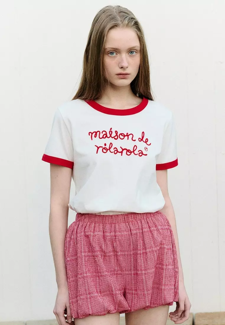 Maison De Rola Ringer T-Shirt White Red