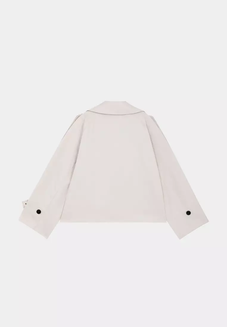 淺卡其短風衣外套