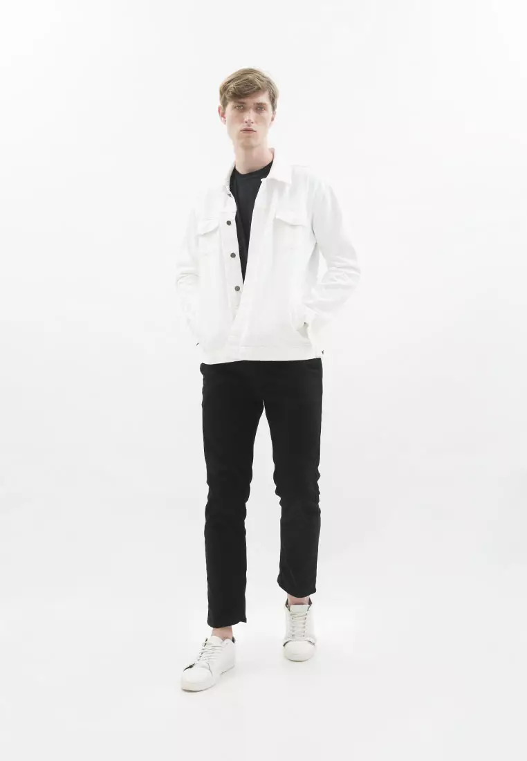 Jaket Jeans Pria Polos Tebal Dilan Jaket Denim Putih