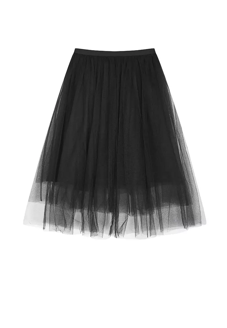 Blended Seersucker A-Line Mid-Length Waist Skirt