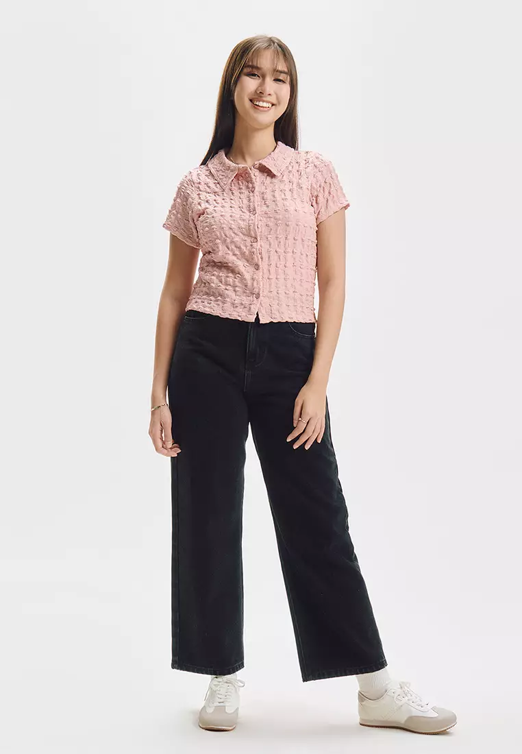 Textured Semi-Cropped Polo
