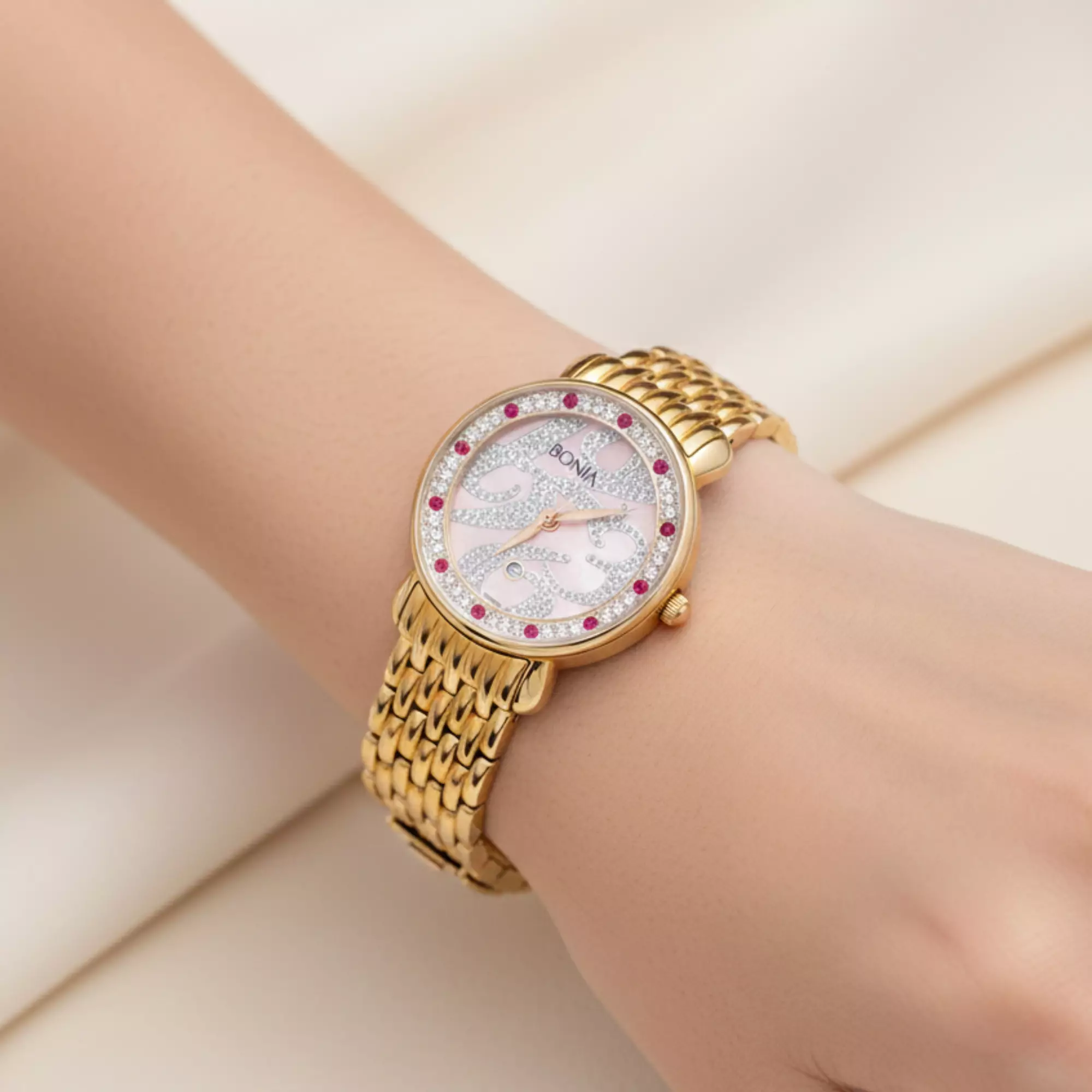 Bonia B10135-2555S - Jam Tangan Analog Wanita - Rose Gold