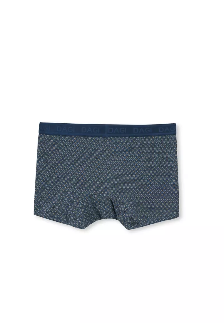 Navy Basic Boxer, Geometric Patterned, Regular Fit, Underwear for Men