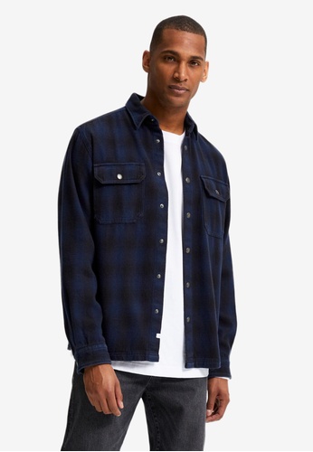 Selected Homme navy Devon Long Sleeves Check Overshirt 3035AAAA8E9EBBGS_1