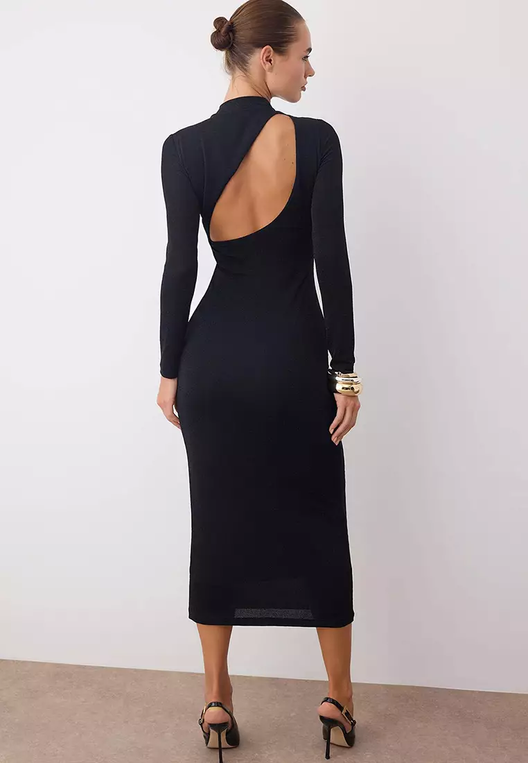 Open Back Detailed Knitted Dress