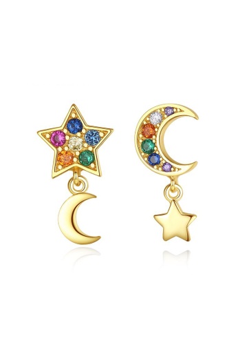 Rouse gold S925 Shiny Star Stud Earrings 37BDEAC0DF1675GS_1