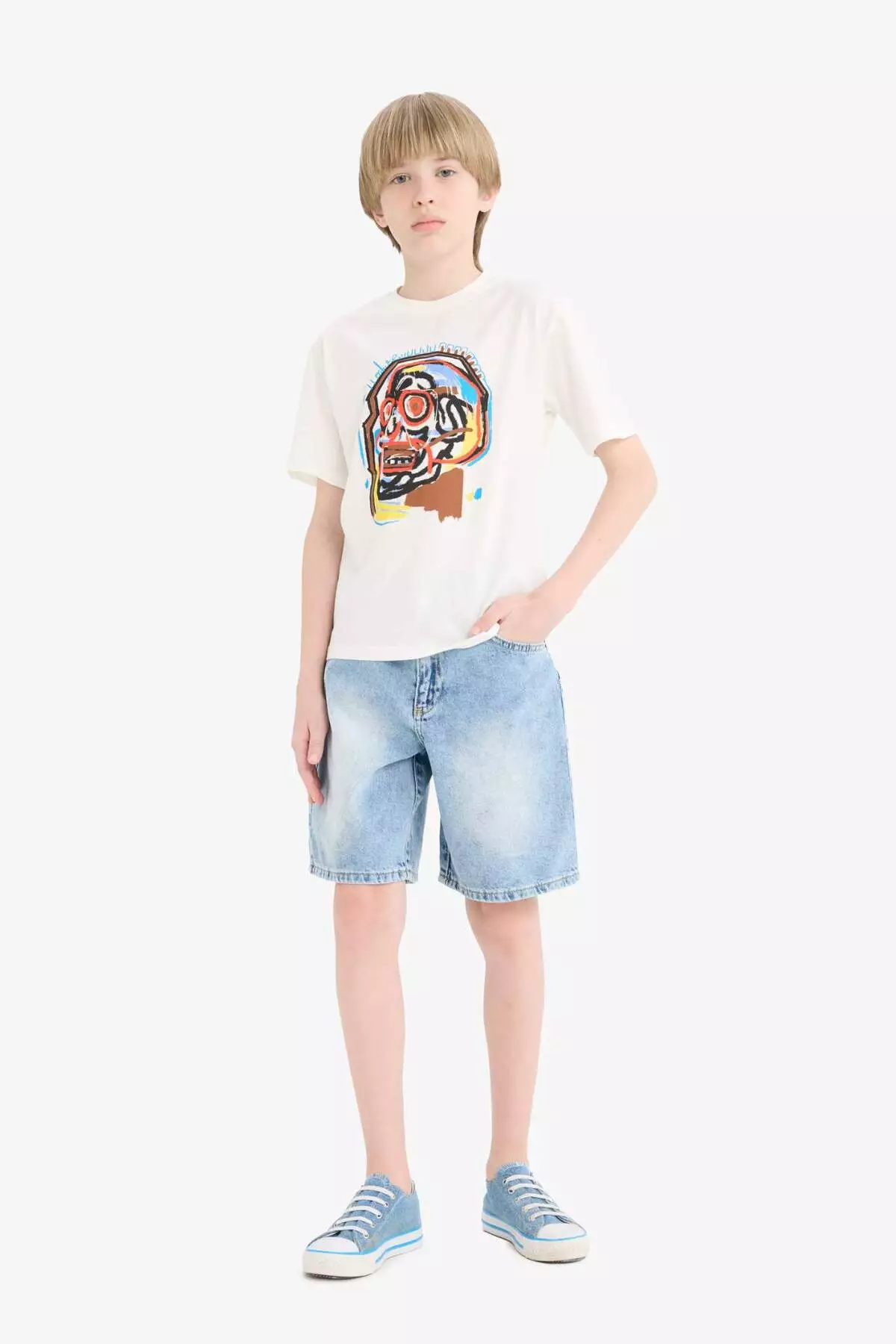 Boy's Crew Neck Printed Short Sleeve T-Shirt E7496A825Sm