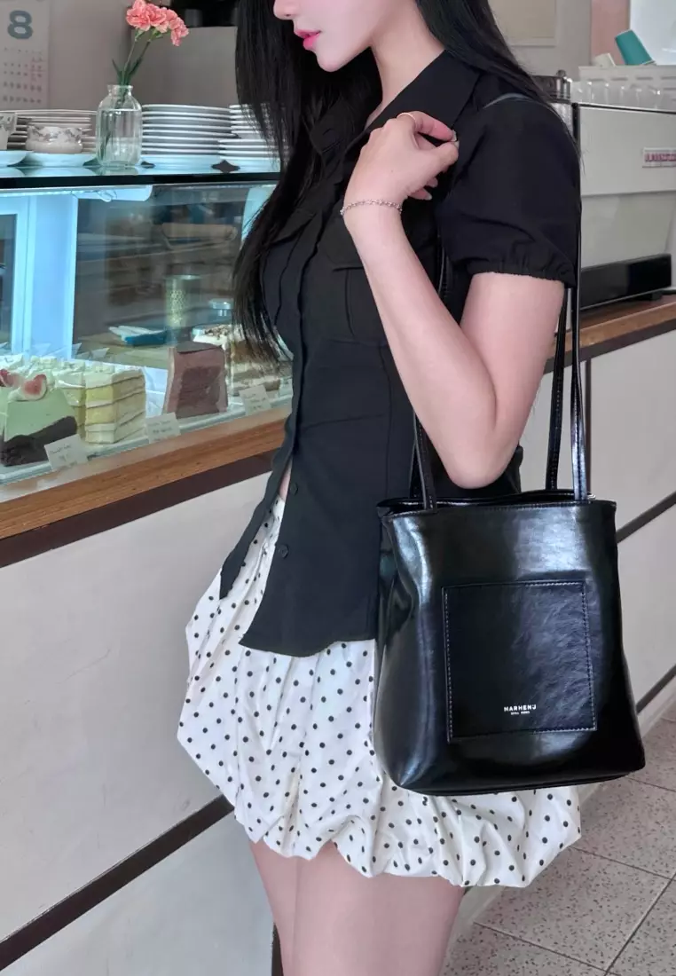 LOME Vegan Leather Shoulder Bag Black