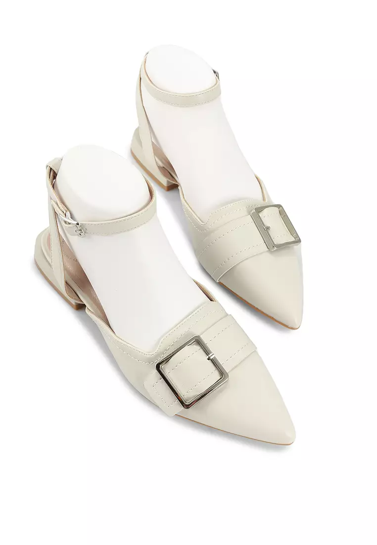 White pointed hotsell toe flats