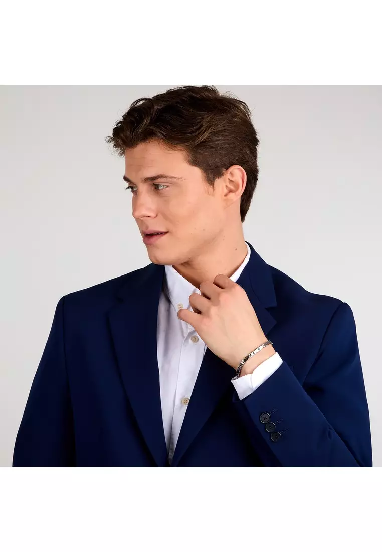 MASERATI Jewels 215mm Men's Stainless Steel Bracelet, Sliver & Blue, JM225AVD85 (Adjustable)