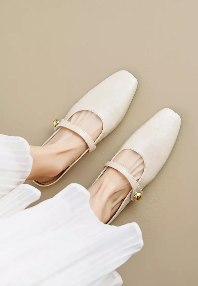 Buckle Strap Flat Mules WW289-1