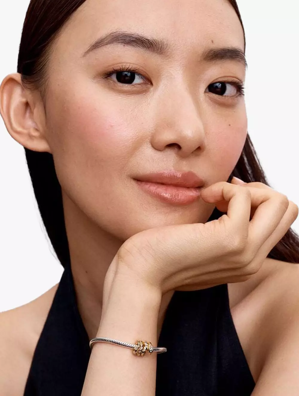 Snake 14k gold-plated charm with clear cubic zirconia