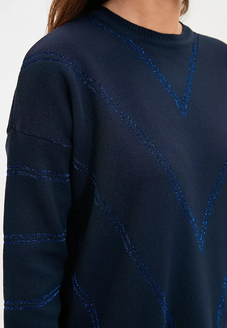 Glittery Long Knitwear Sweater