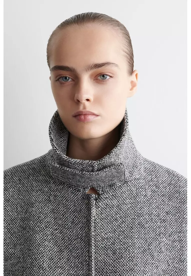 WOOL-TWEED FUNNEL-NECK JACKET