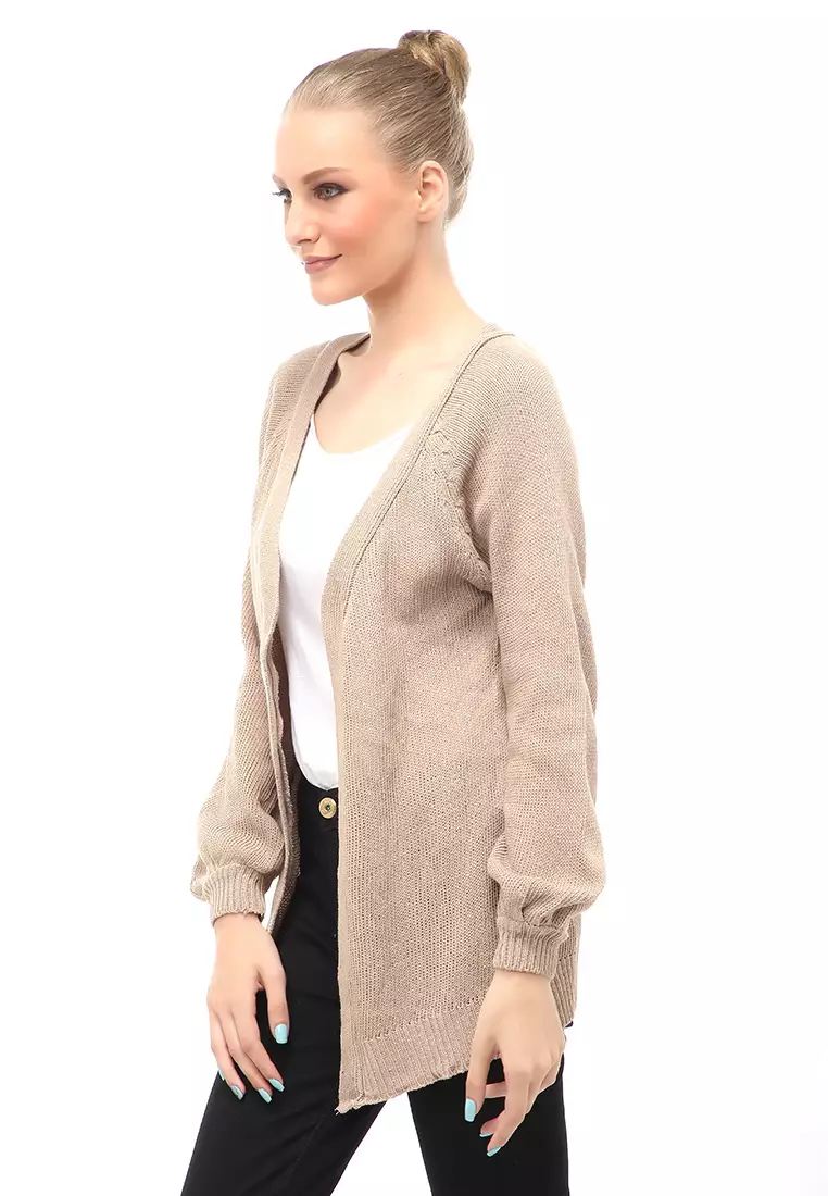 Cardigan Fashion Wanita Loose Fit Design Kasual Premium Quality - Cream
