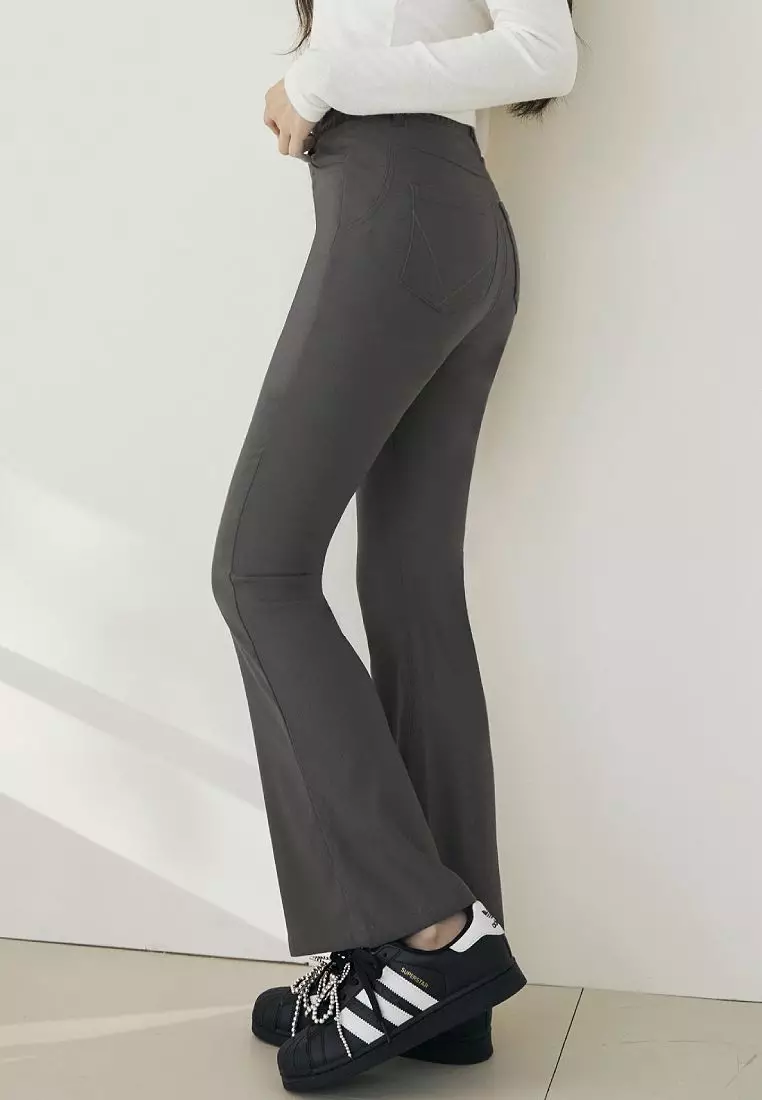 High-Waist Shaping Flared Pants with Stretch Wide Waistband [BA7617]