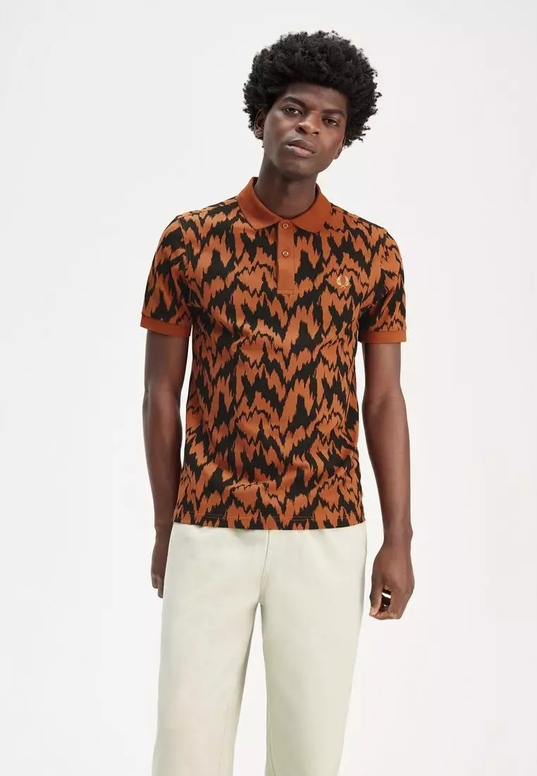 Buy Fred Perry Fred Perry M8690 AMY ANIMAL PRINT POLO SHIRT Online