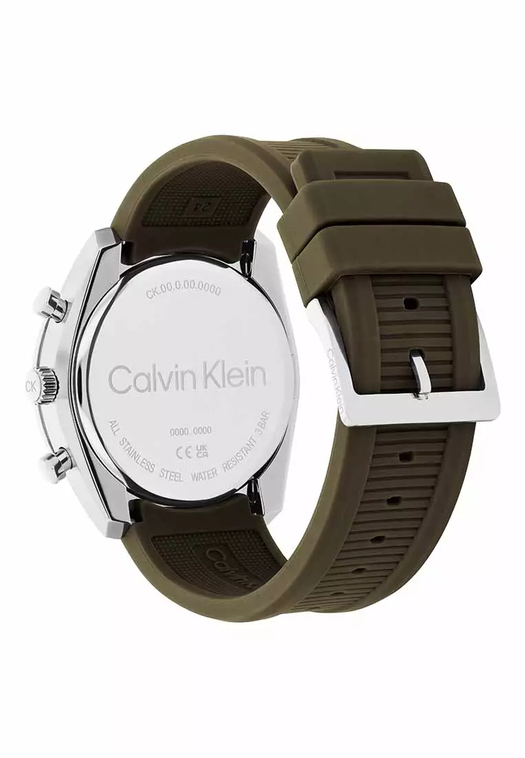 Buy Calvin Klein CK Flex Men's Watch Green Silicone Strap - Grey Dial ...