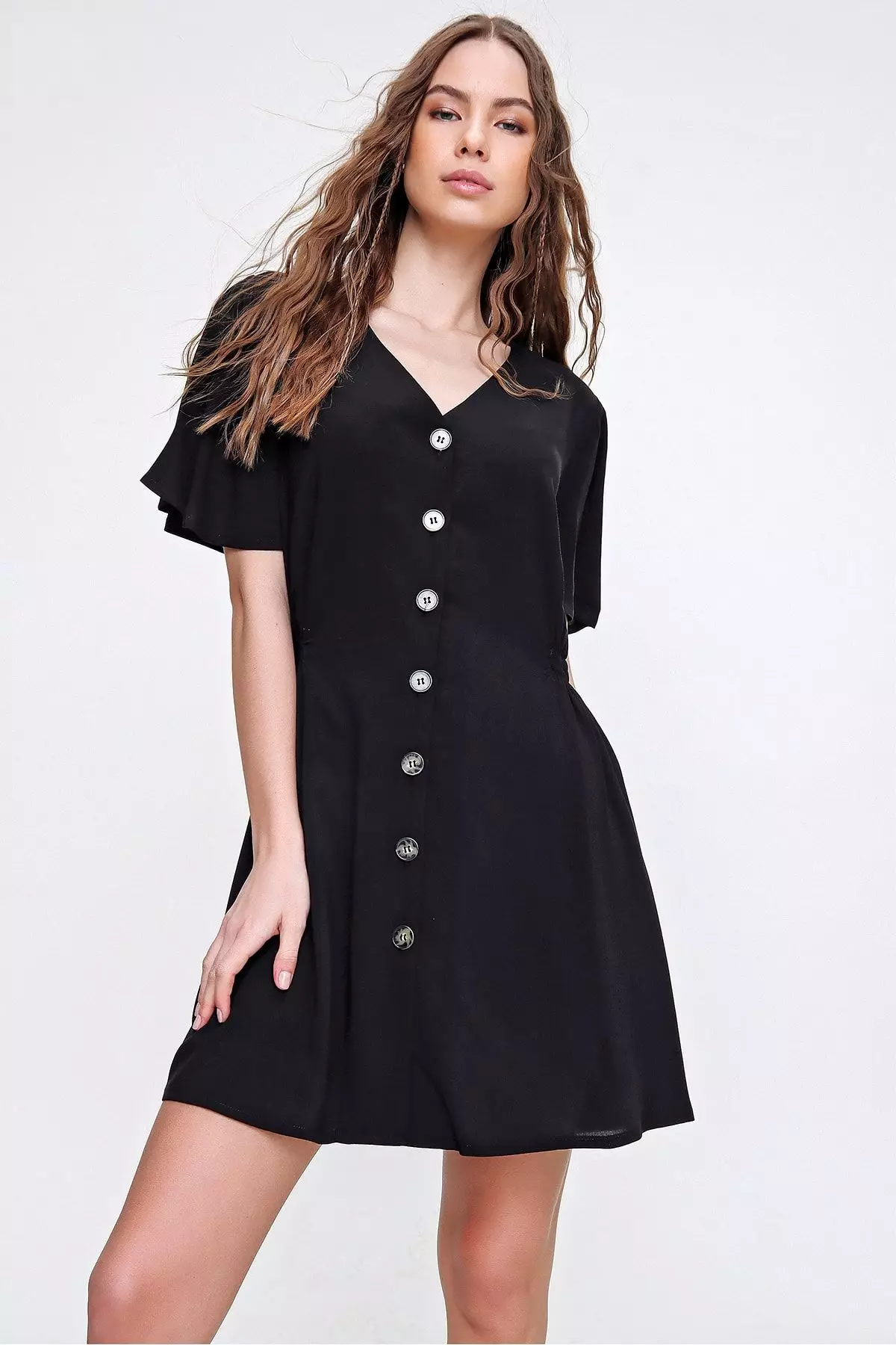 Buttoned Mini Dress