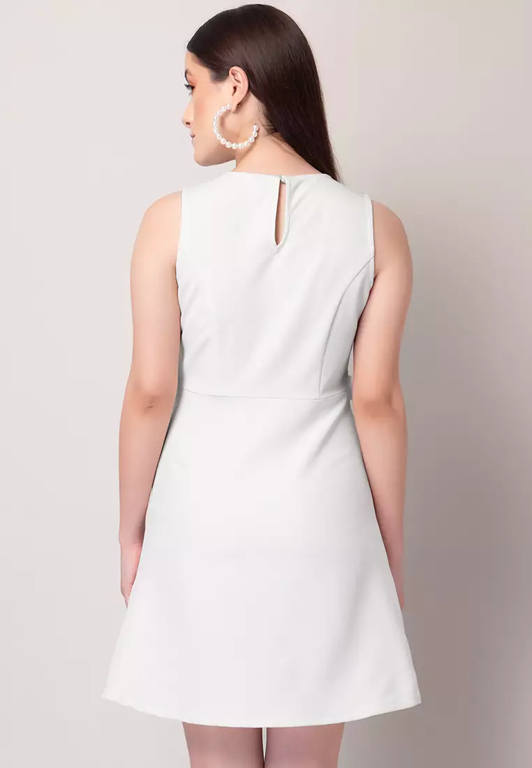 White Sleeveless A-Line Dress