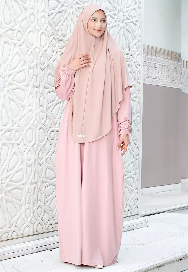 JV Hasanah Abaya Rayon Bergo Syar'i Rosegold | Gamis Abaya Rayon Jumbo