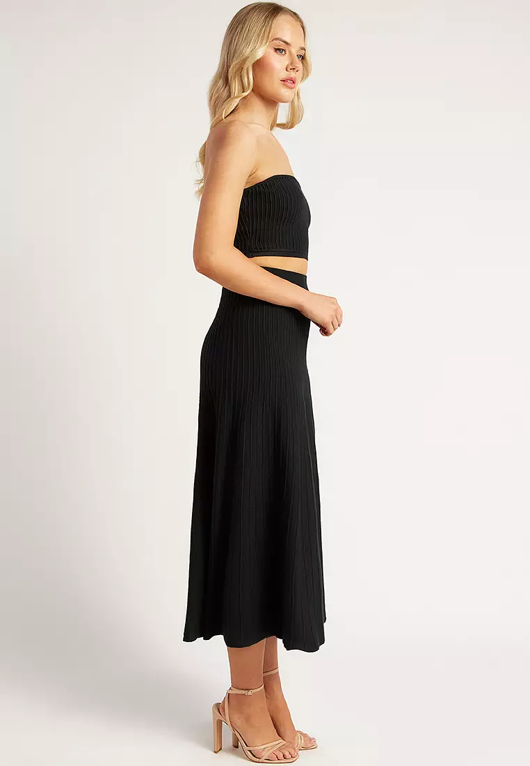 Tube Top and Flare Skirt Knit Set